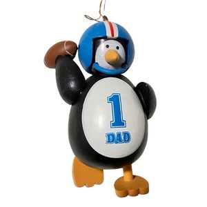 Vintage #1 Dad Football Penguin Christmas Ornament